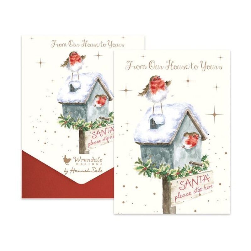Wrendale Designs 'Please Stop Here' 8pk Christmas Cards (Robin)