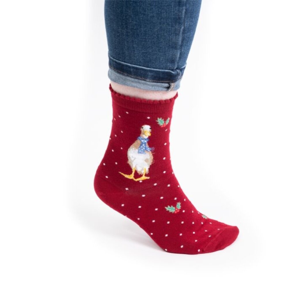 Wrendale Designs 'Christmas Scarves' Duck Christmas Socks