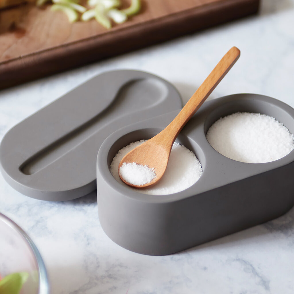 Fox Run Cement Double Salt Cellar w/Spoon