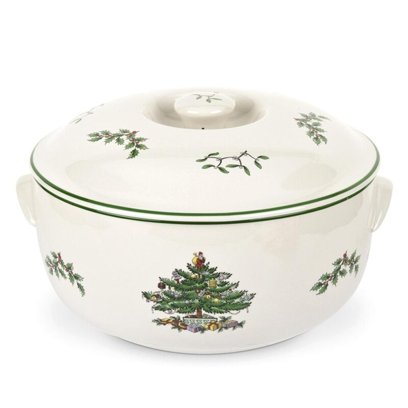 Christmas Tree Round Covered Casserole - 2L