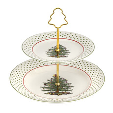 Christmas Tree Polka Dot 2 Tiered Server -10"