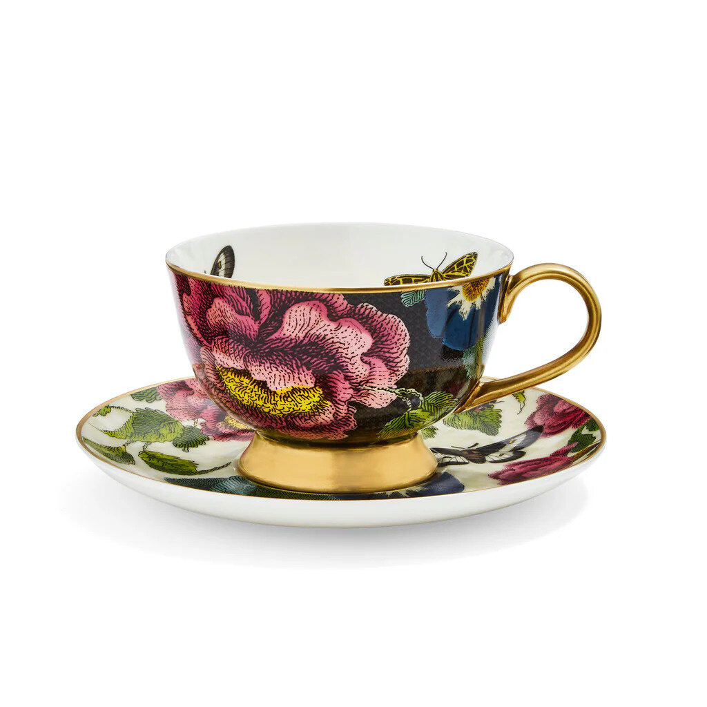 Creatures of Curiosity - Black/ Cream - Coupe Cup & Saucer