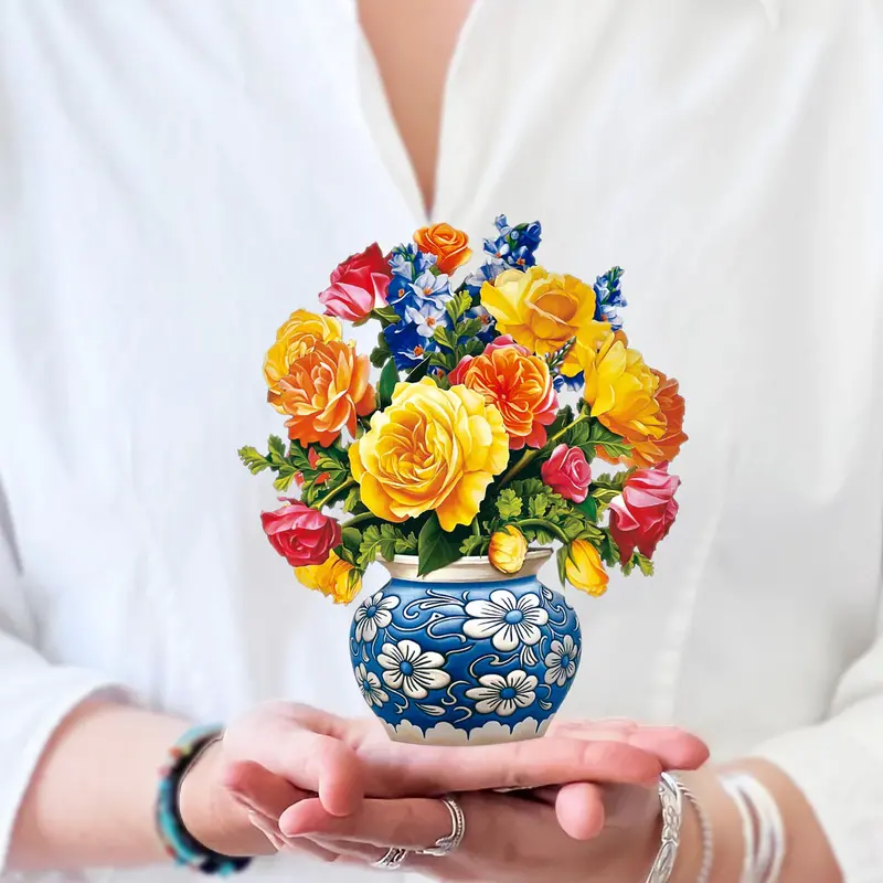 Freshcut paper Mini Pop-Up Flower Bouquet - Sorbet Roses