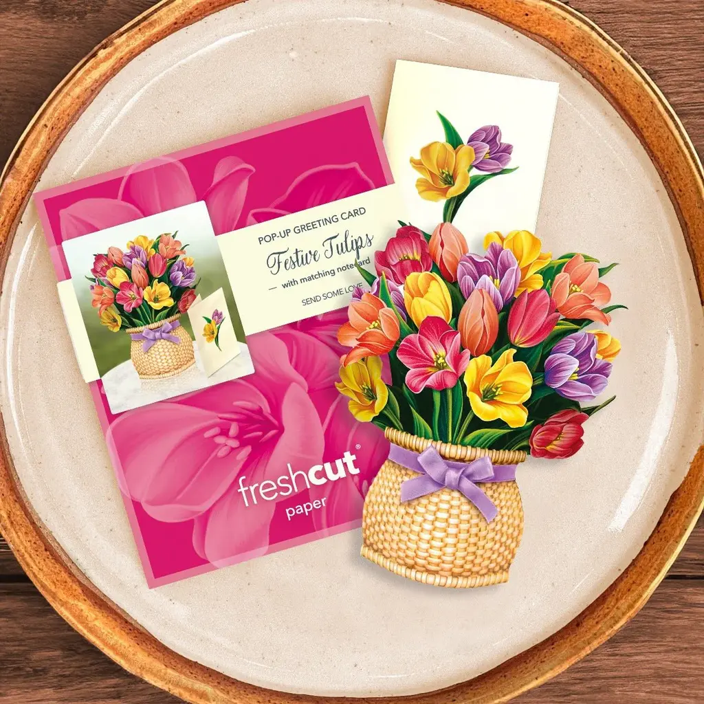 Freshcut paper Mini Pop-Up Flower Bouquet - Festive Tulips