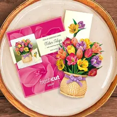 Freshcut paper Mini Pop-Up Flower Bouquet - Festive Tulips