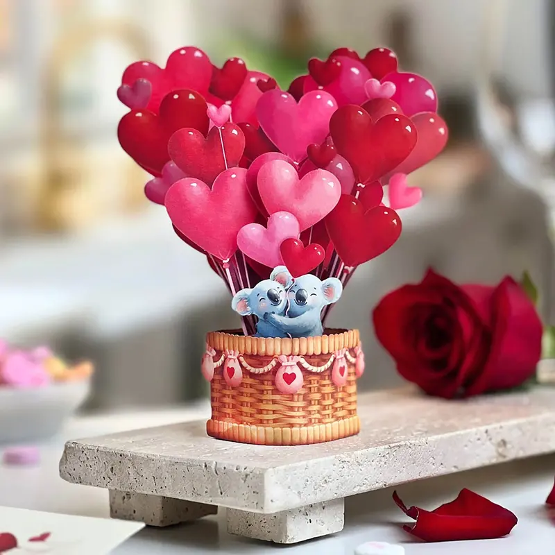 Freshcut paper Mini Pop-Up Flower Bouquet - Heart Balloons