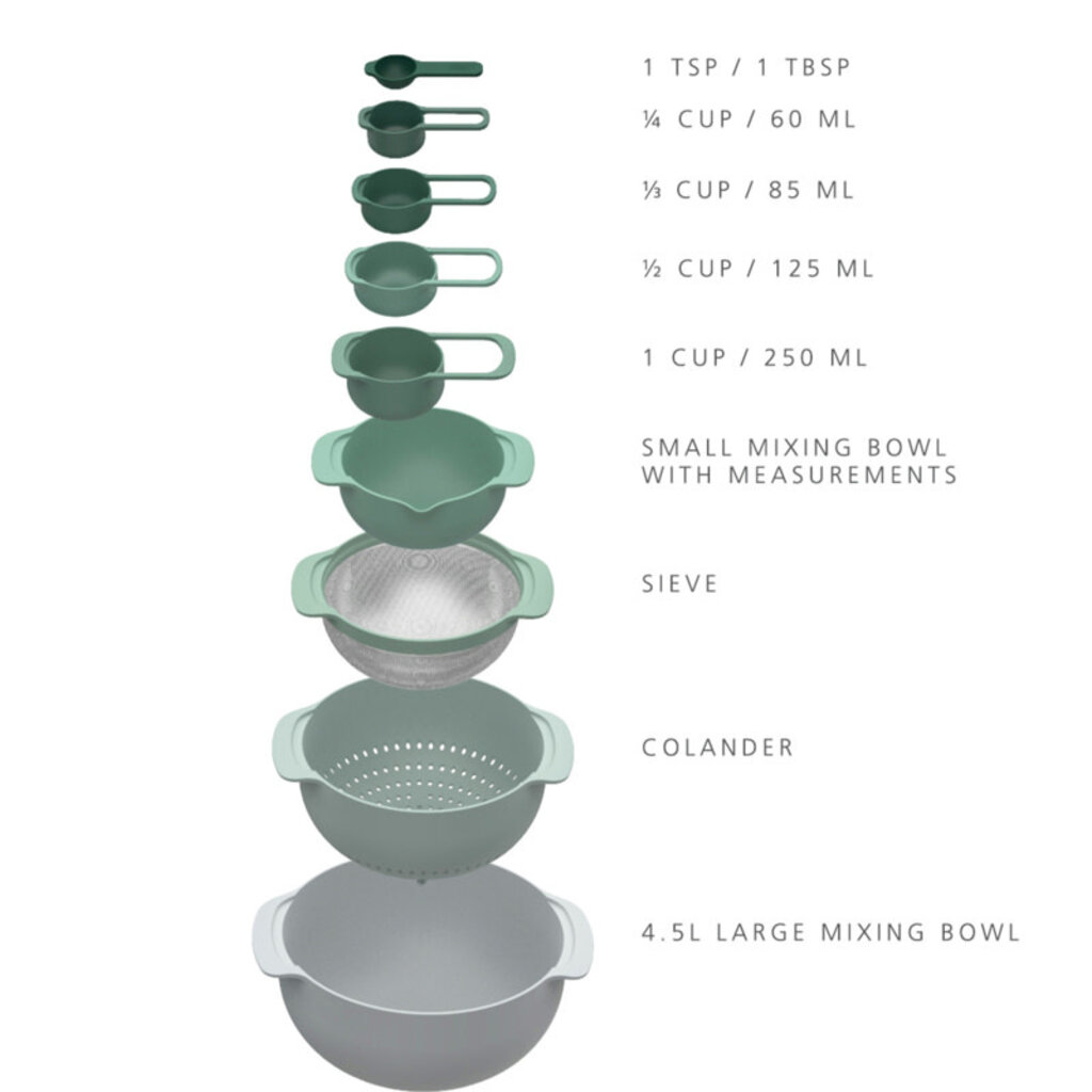 Joseph Joseph Nest 9 Plus Prep Green Bowl Set