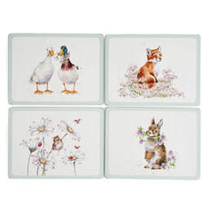 Wrendale Designs Wild Flowers Mat - S/4 - Luncheon 12"x9"