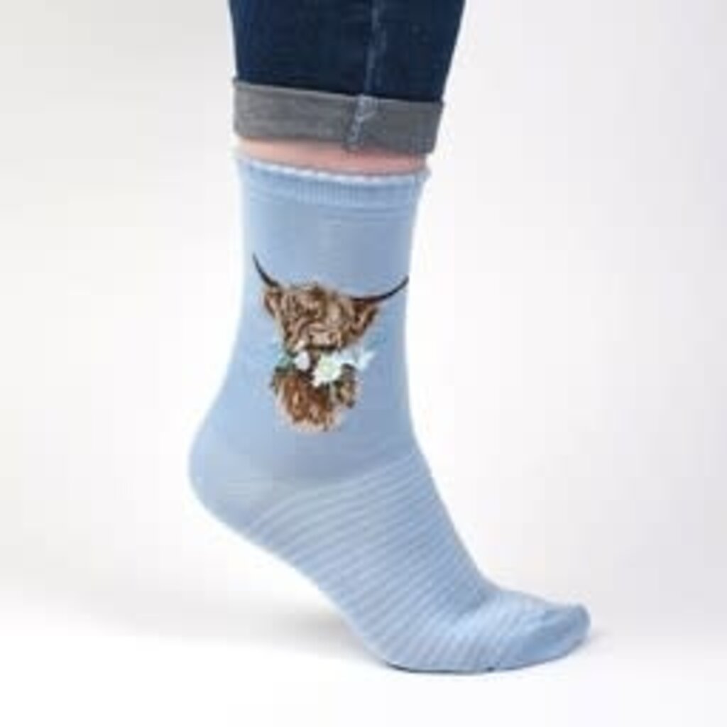 Wrendale Designs Socks - 'Daisy Coo' Highland Cow