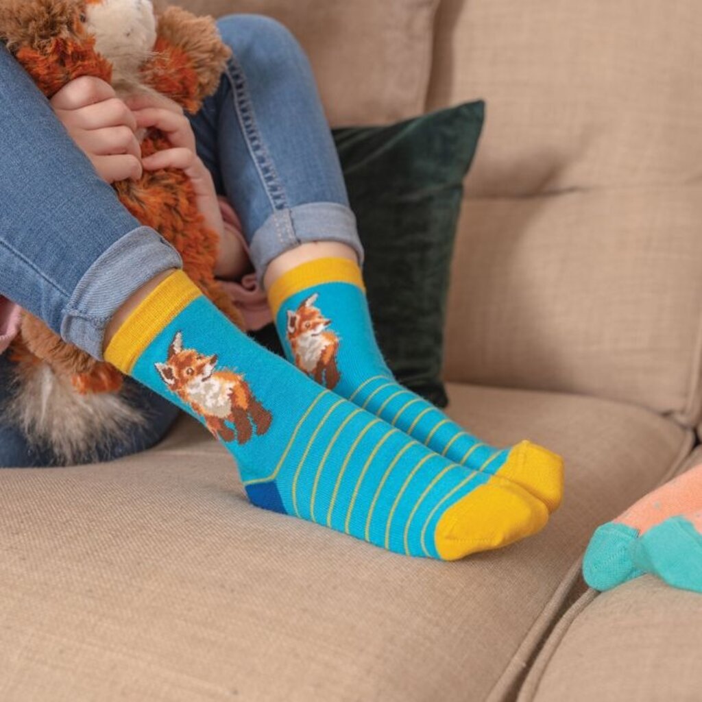 Wrendale Designs Medium Children's Socks - 'Born to be Wild' 4-7 Years Fox