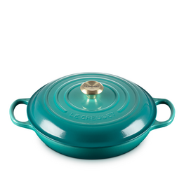 Le Creuset Braiser 3.5L 30cm - Bleu Riviera w/ Gold Knob