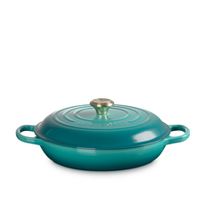 Le Creuset Braiser 3.5L 30cm - Bleu Riviera w/ Gold Knob