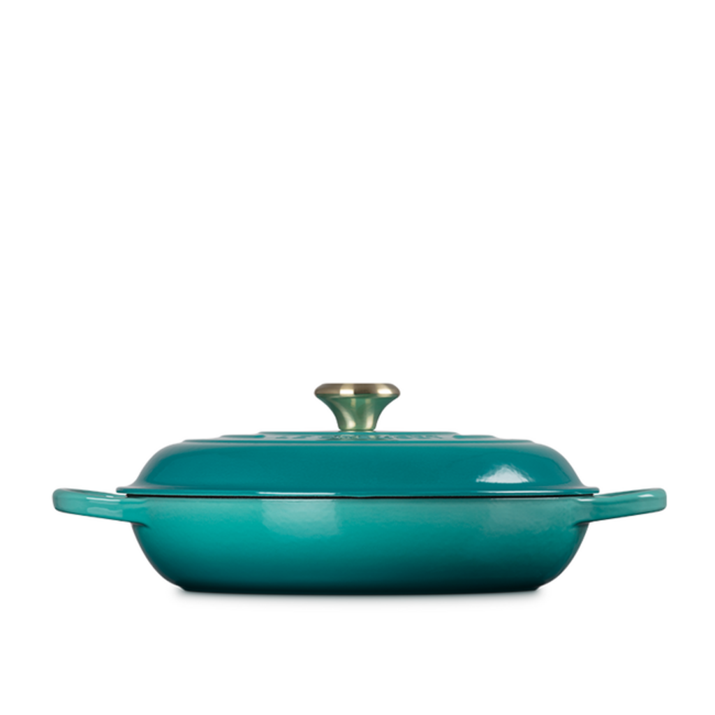 Le Creuset Braiser 3.5L 30cm - Bleu Riviera w/ Gold Knob