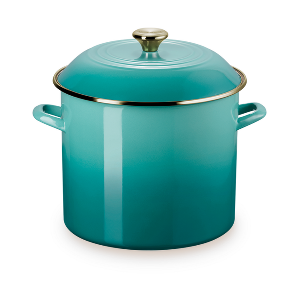 Le Creuset Stockpot 11.4L - Bleu Riviera w/ Gold Knob