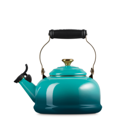 Le Creuset 1.6L Whistling Kettle Bleu Riviera w/Gold Knob