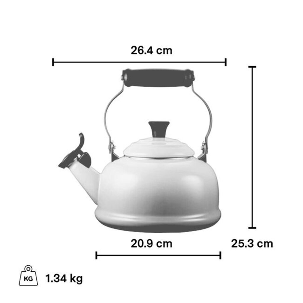 Le Creuset 1.6L Whistling Kettle Bleu Riviera w/Gold Knob
