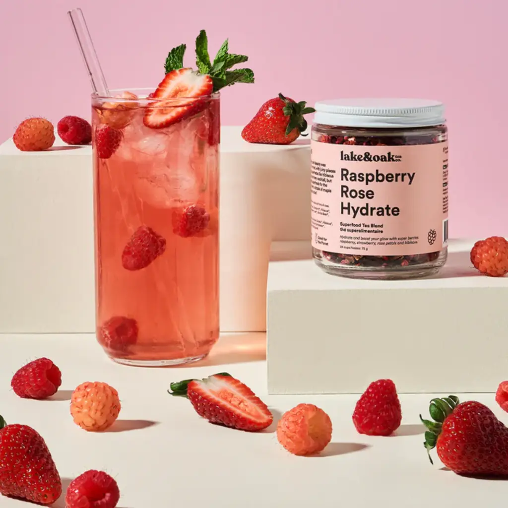 Lake & Oak Tea Co. Raspberry Rose Hydrate - 75g - Superfood Tea Blend