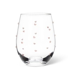 Abbott Pink Hearts Stemless Wine Glass