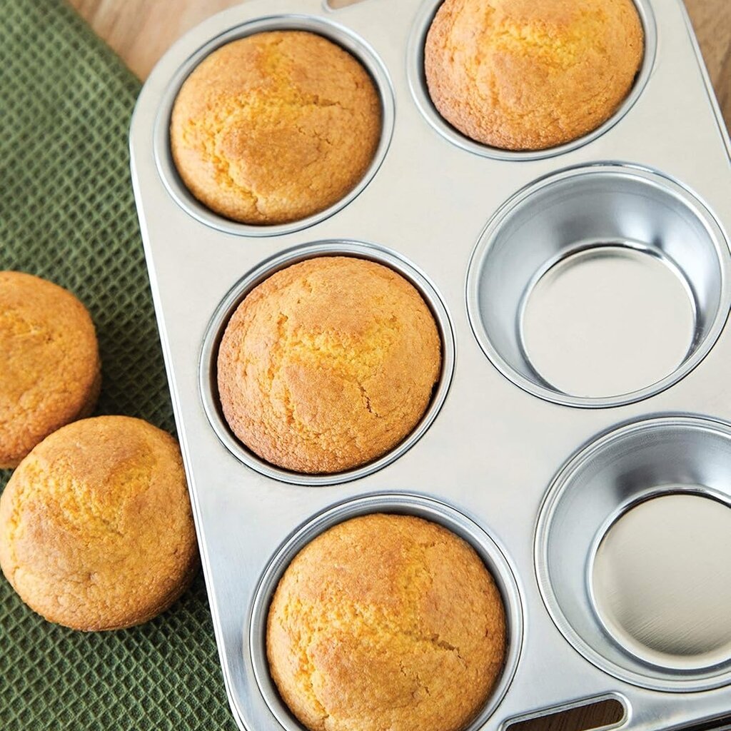 Fox Run Stainless Steel Giant Muffin Pan - 6 cup