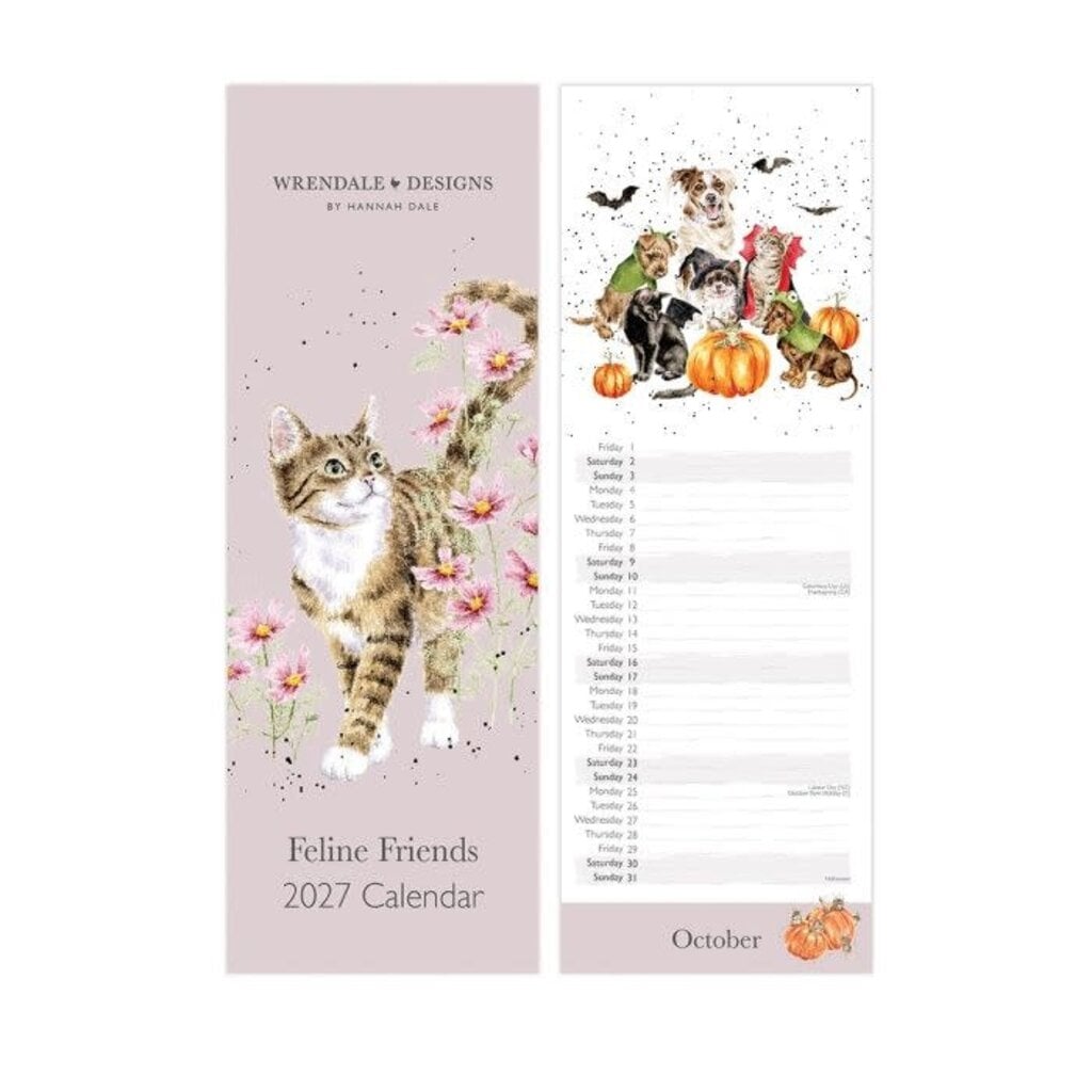 Wrendale Designs 2027 Slim Calendar - 'Feline Friends'