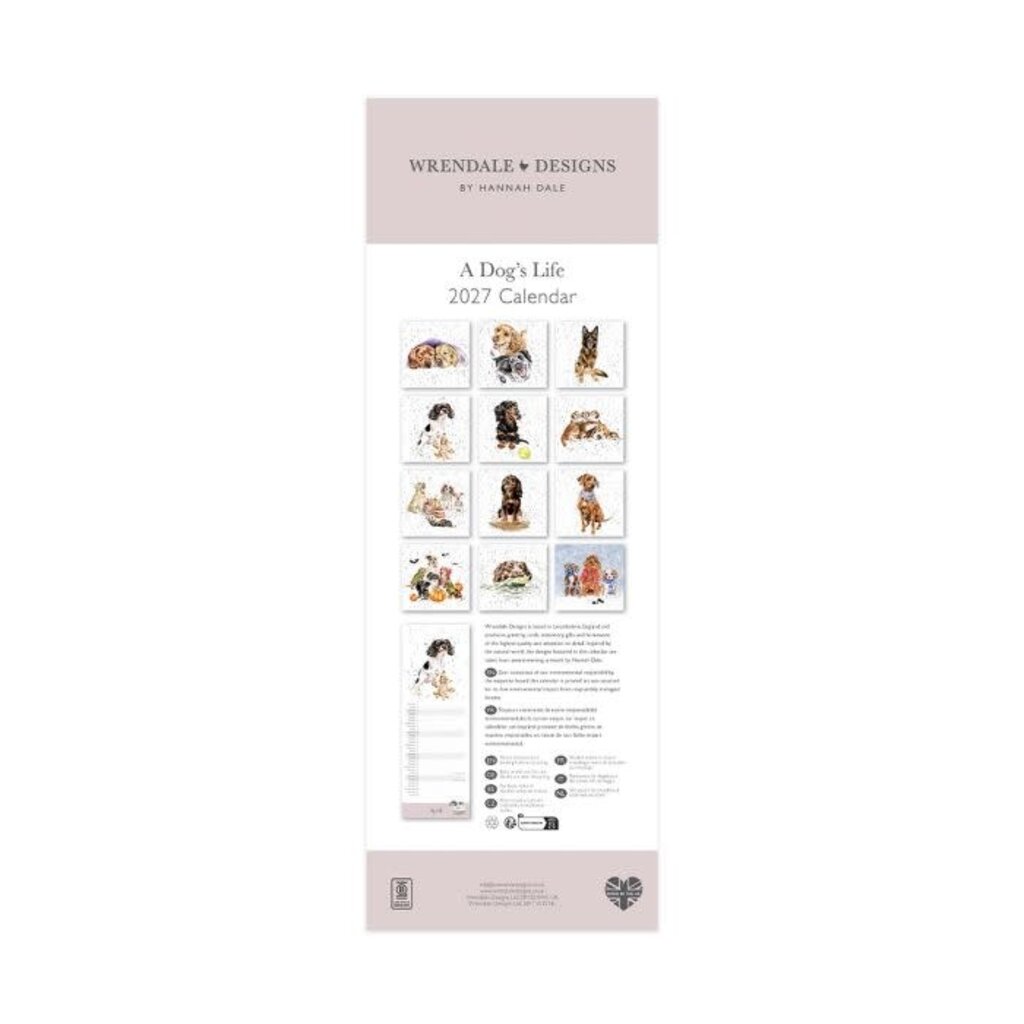 Wrendale Designs 'A Dog's Life'  Slim Calendar - 2027