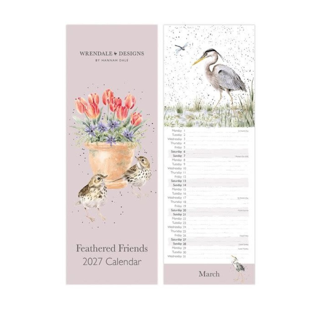 Wrendale Designs 'Feathered Friends' Slim Calendar - 2027