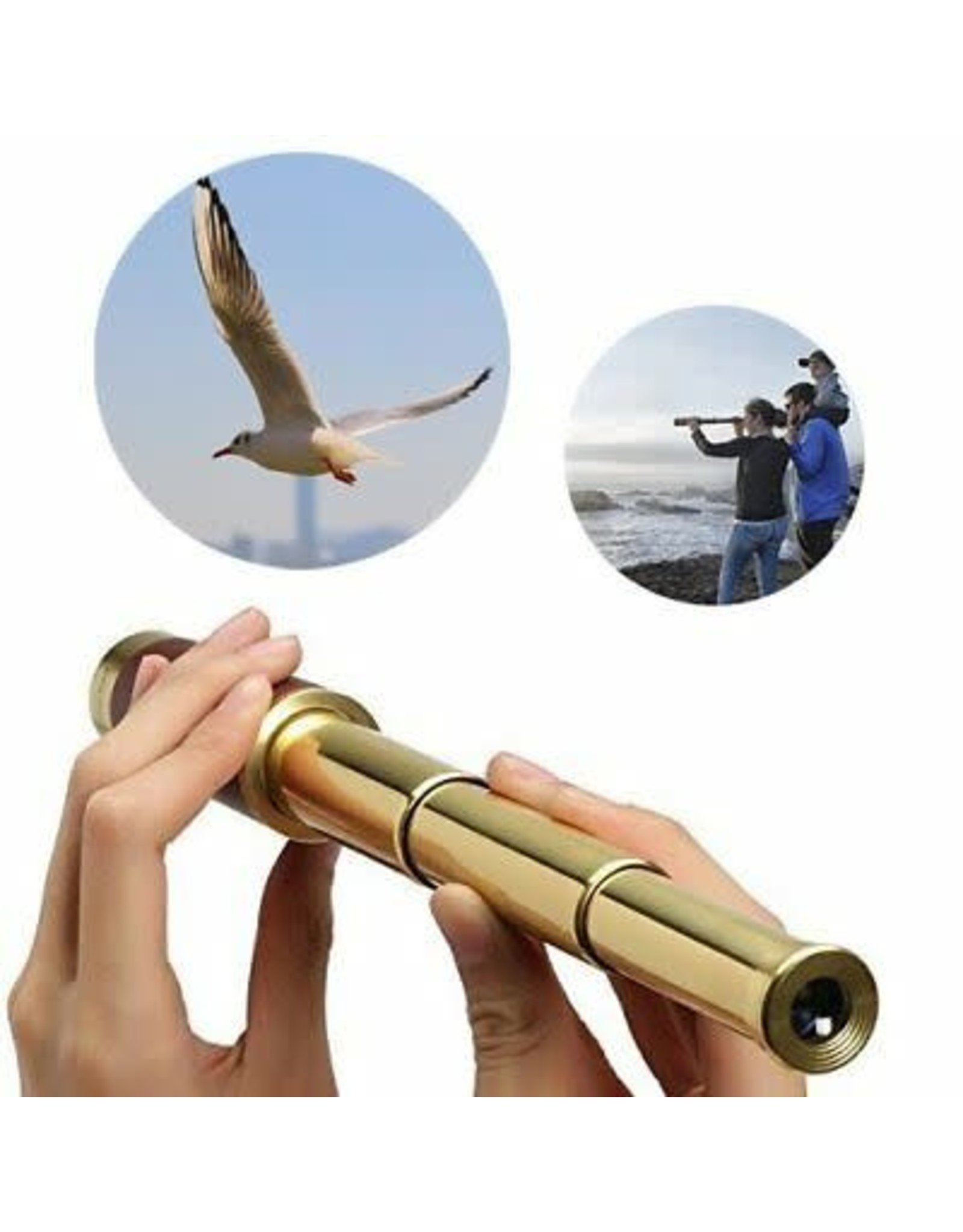 25X30 Zoomable Spyglass Pirate Brass Telescope Collapsible Handheld Monocular