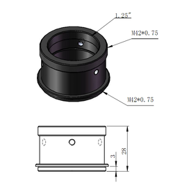 ZWO ZWO Eyepiece Holder / Visual Back (1.25") with M42x0.75 Male/Male Threads # T2-1.25M