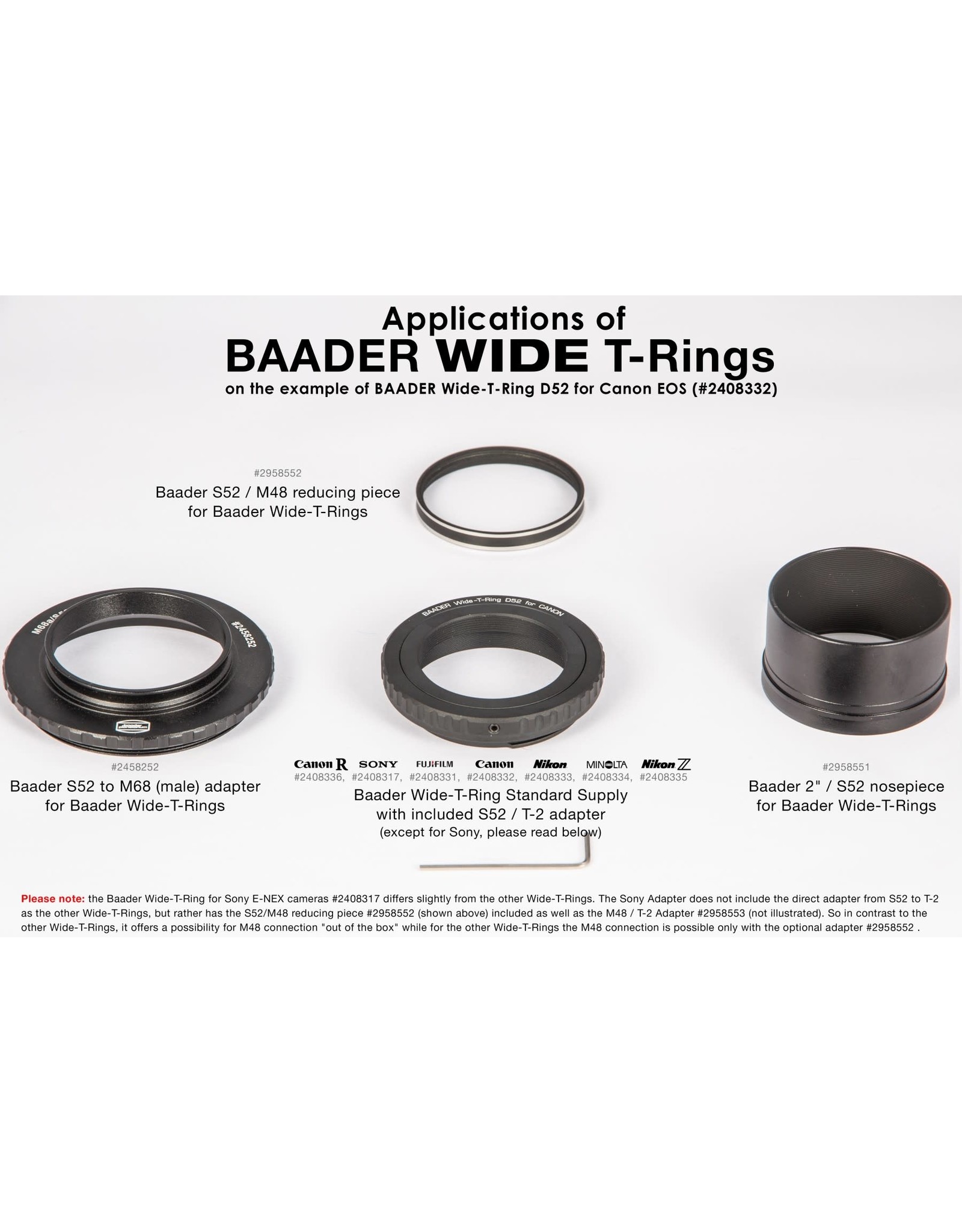 Baader Planetarium Baader Wide-T-Ring Nikon Z (for Nikon Z bajonet) with D52i to T-2 and S52