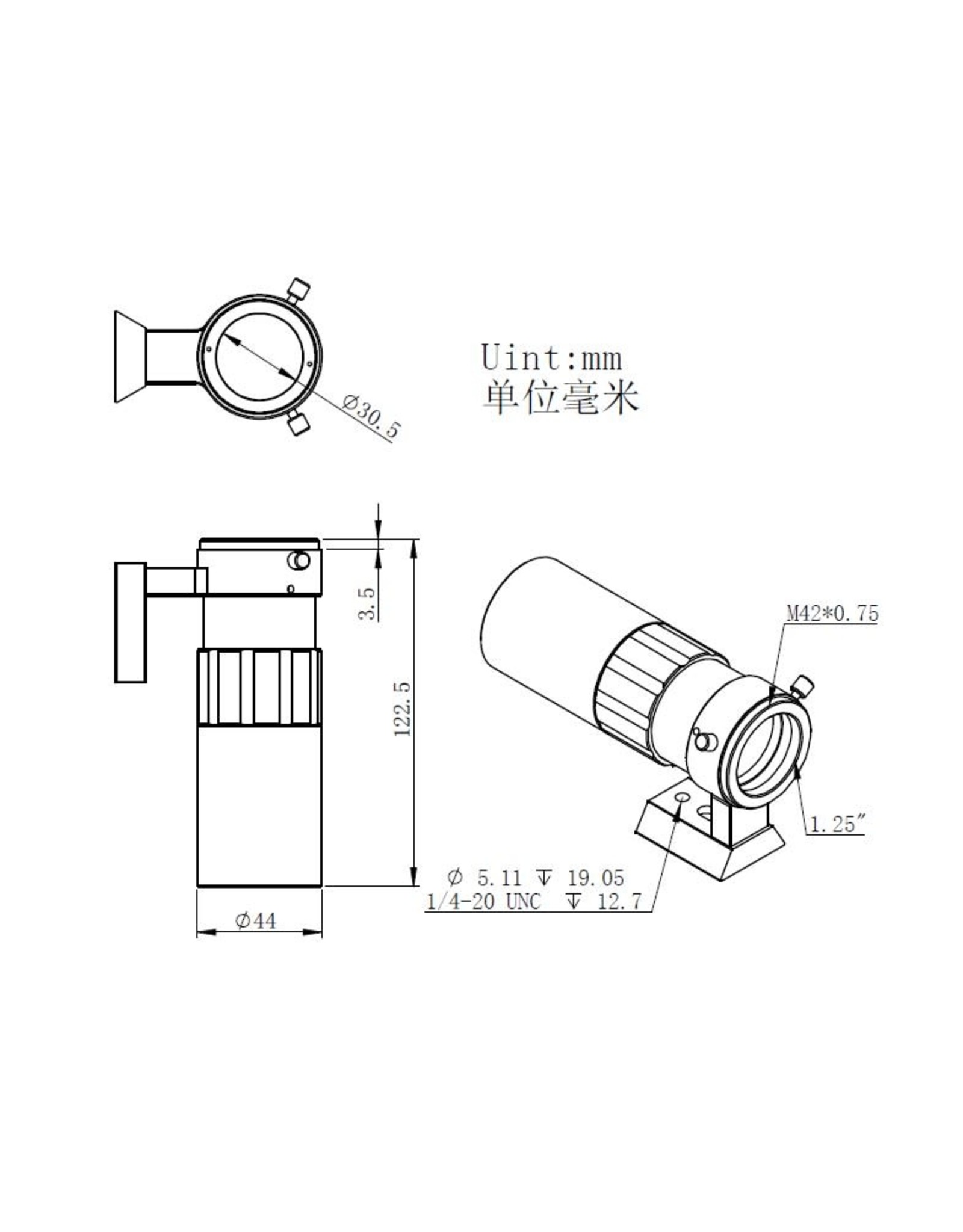 ZWO ZWO 30mm f4 Mini Guide Scope (LIMITED QUANTITIES)