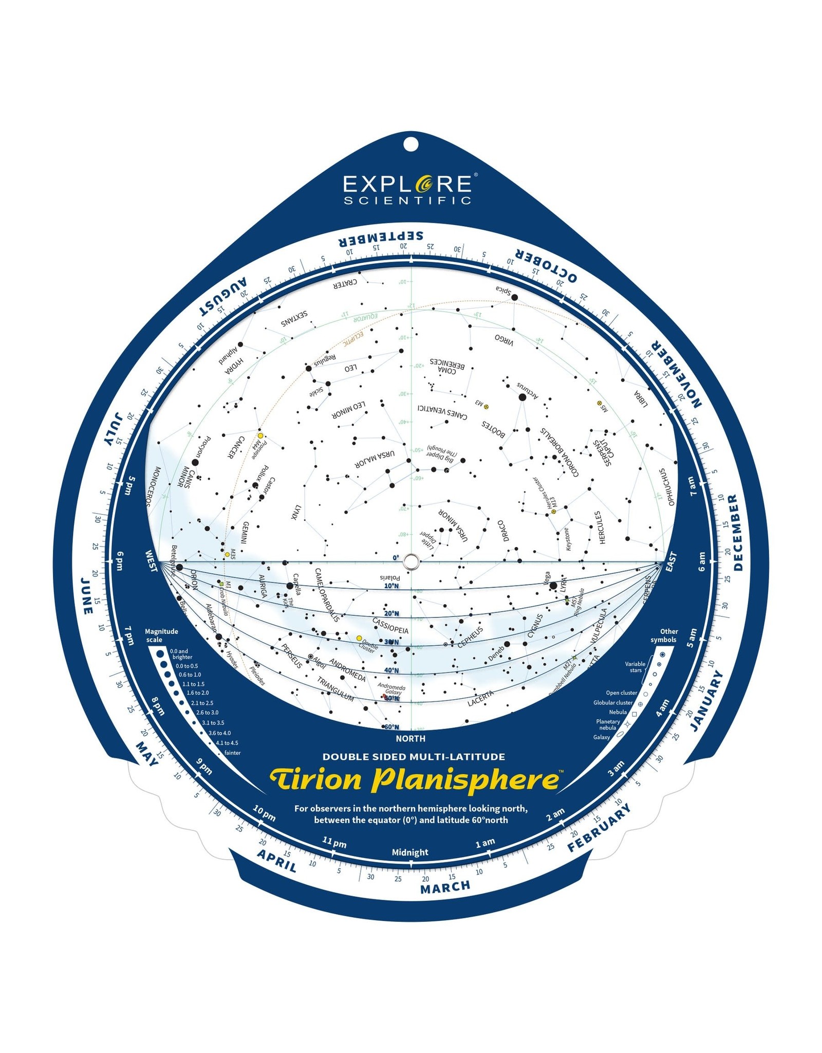 Explore Scientific Tirion Double-Sided Multi-Latitude Planisphere