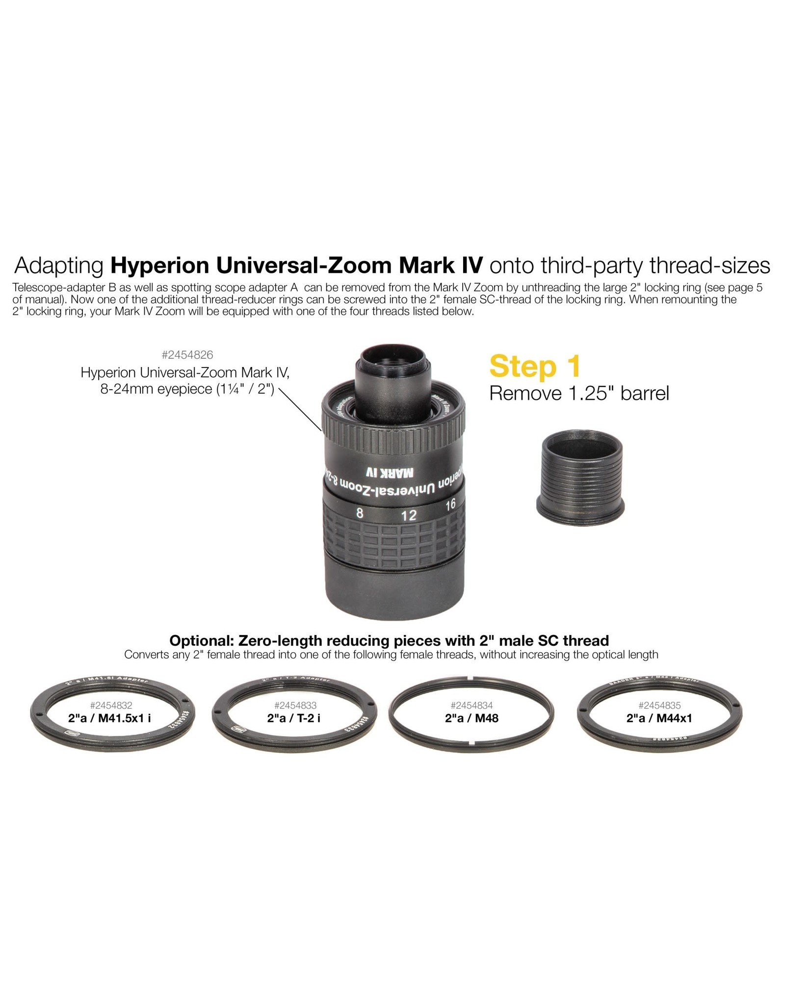 Baader Planetarium Baader 2"a / M44i x 1 Zero-length reducing piece (zero optical length)