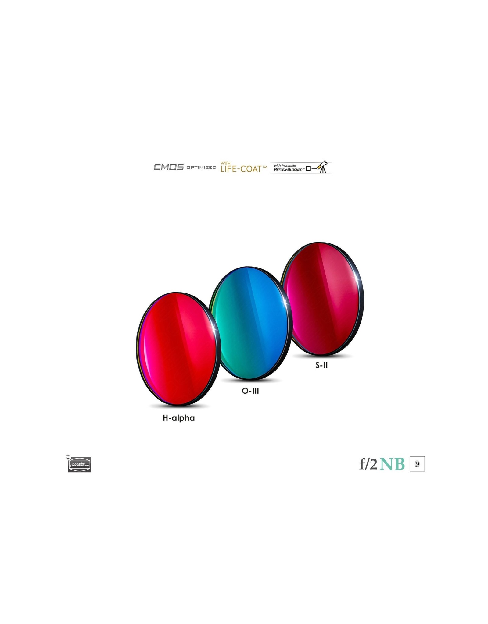 Baader Planetarium Baader 3.5 / 4nm f/2 Ultra-Highspeed Filter set – CMOS-optimized - H-alpha / O-III / S-II (Specify Size)