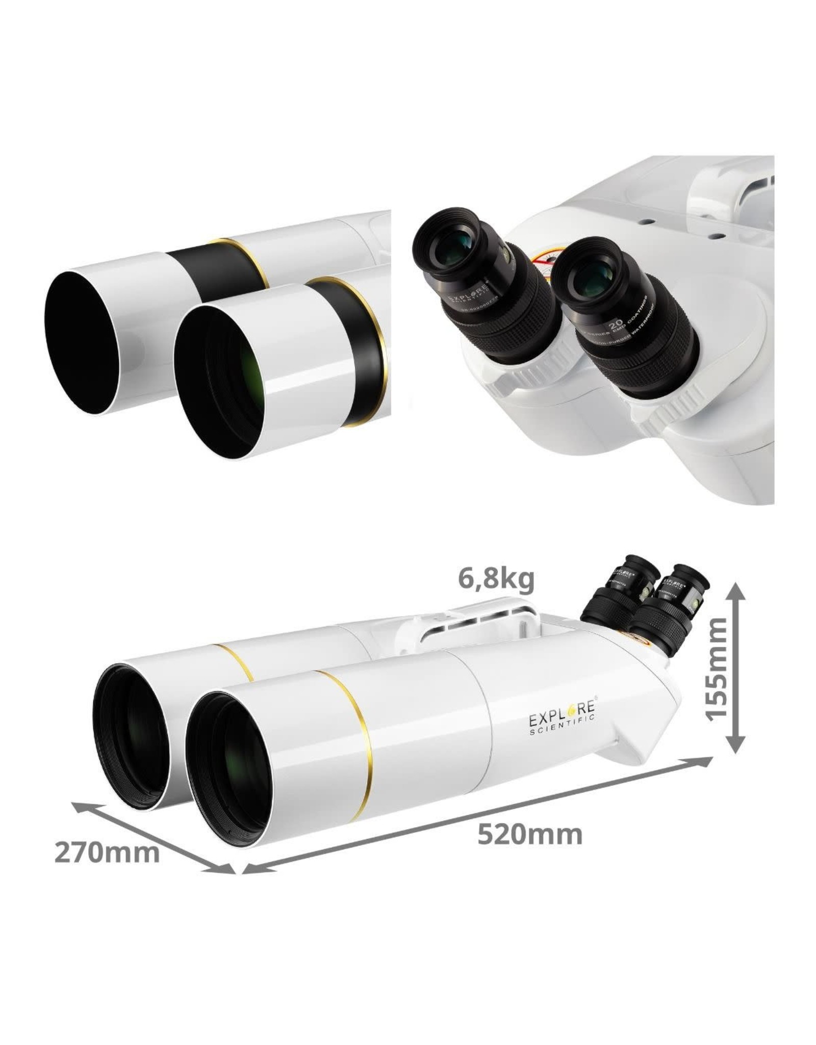 Explore Scientific Explore Scientific BT-100 SF Large Binoculars with 62 Degree LER Eyepieces