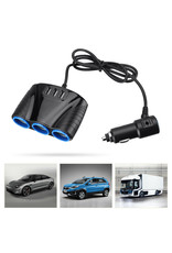 Arcturus Products 12v DC Three Cigarette Lighter Socket 3 USB Charger Splitter 12V Outlet Power Adapter