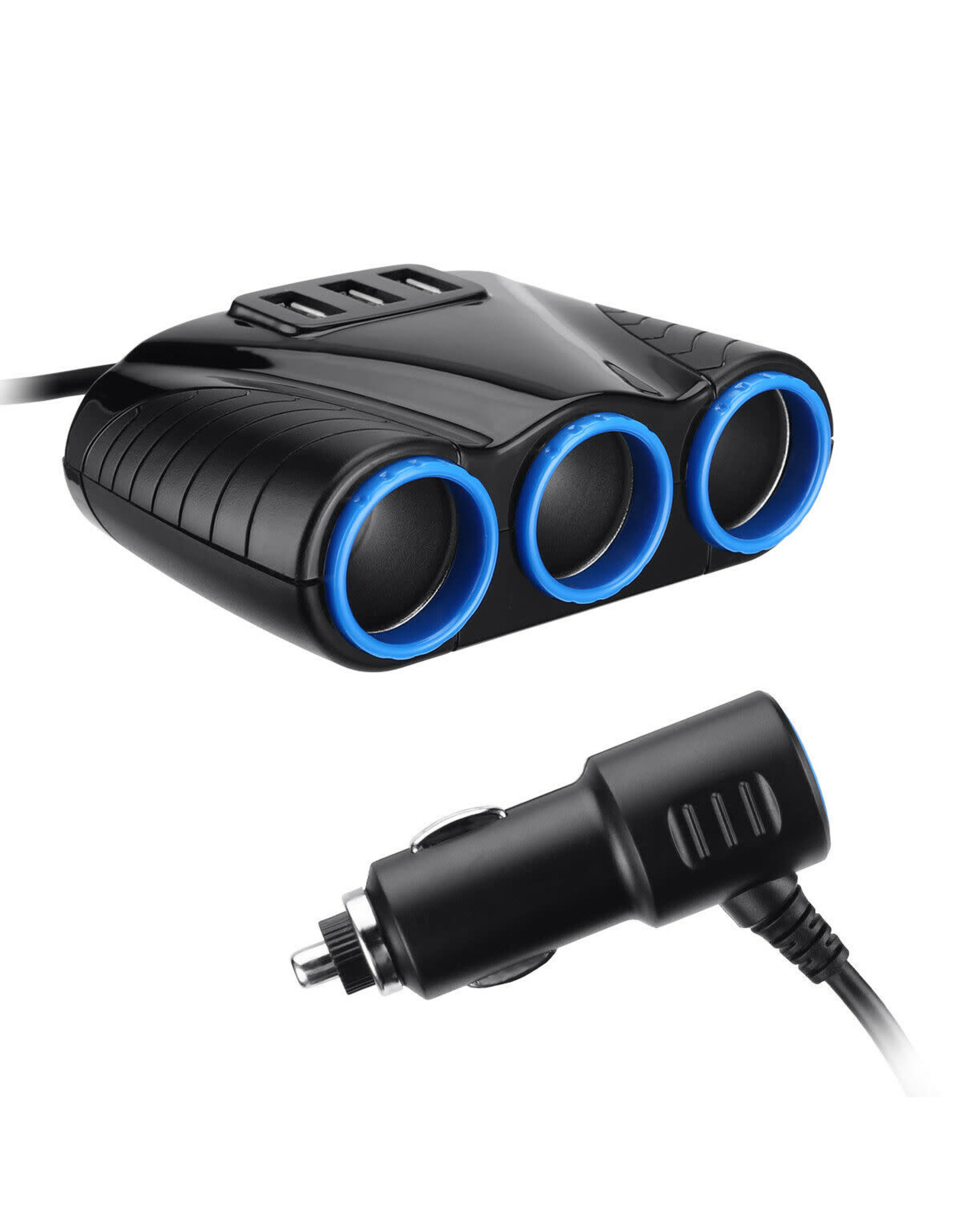 Arcturus Products 12v DC Three Cigarette Lighter Socket 3 USB Charger Splitter 12V Outlet Power Adapter