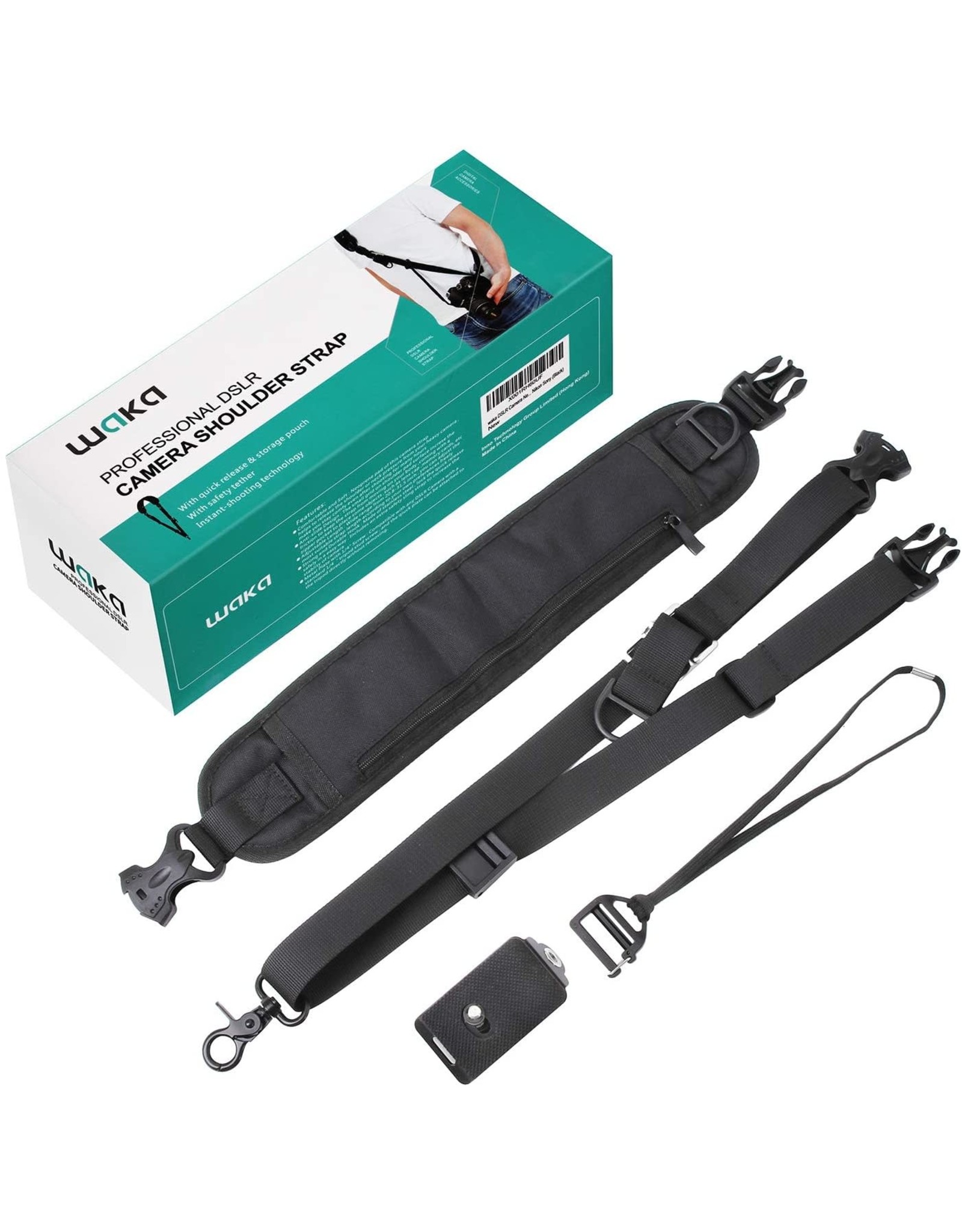 Waka Waka Rapid Camera Neck Strap with Quick Release and Safety Tether, Adjustable Camera Shoulder Sling Strap for  DSLR Cameras - Black