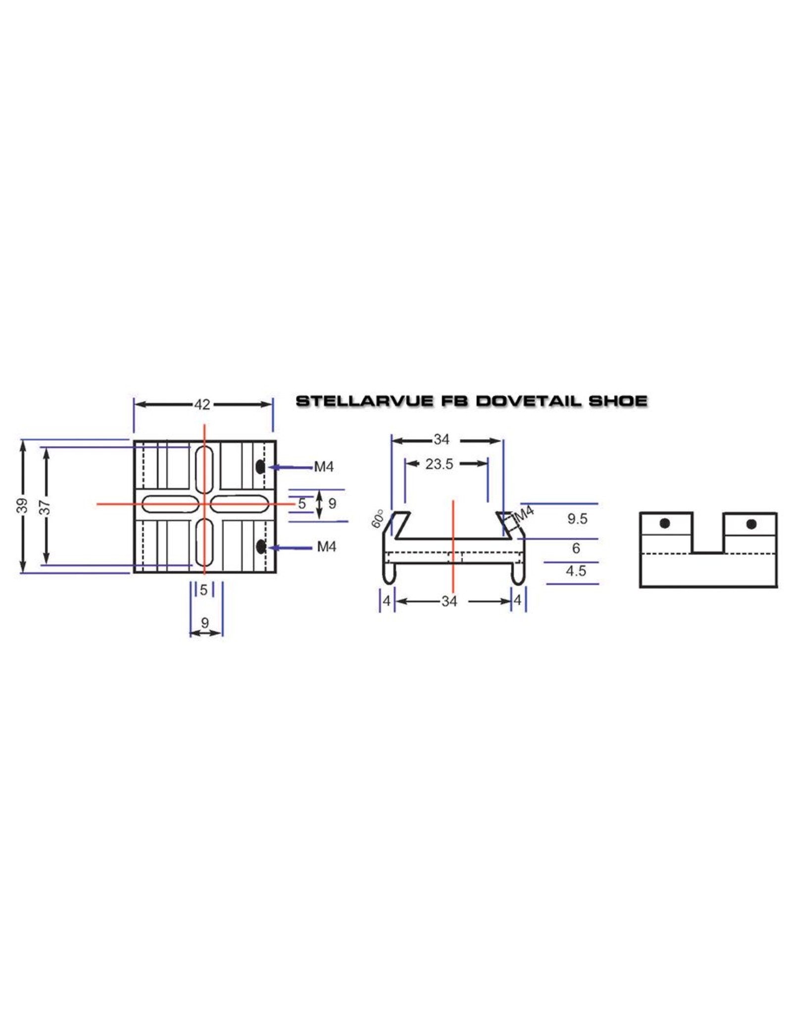 Stellarvue Stellarvue FBR two part mounting base/dovetail shoe