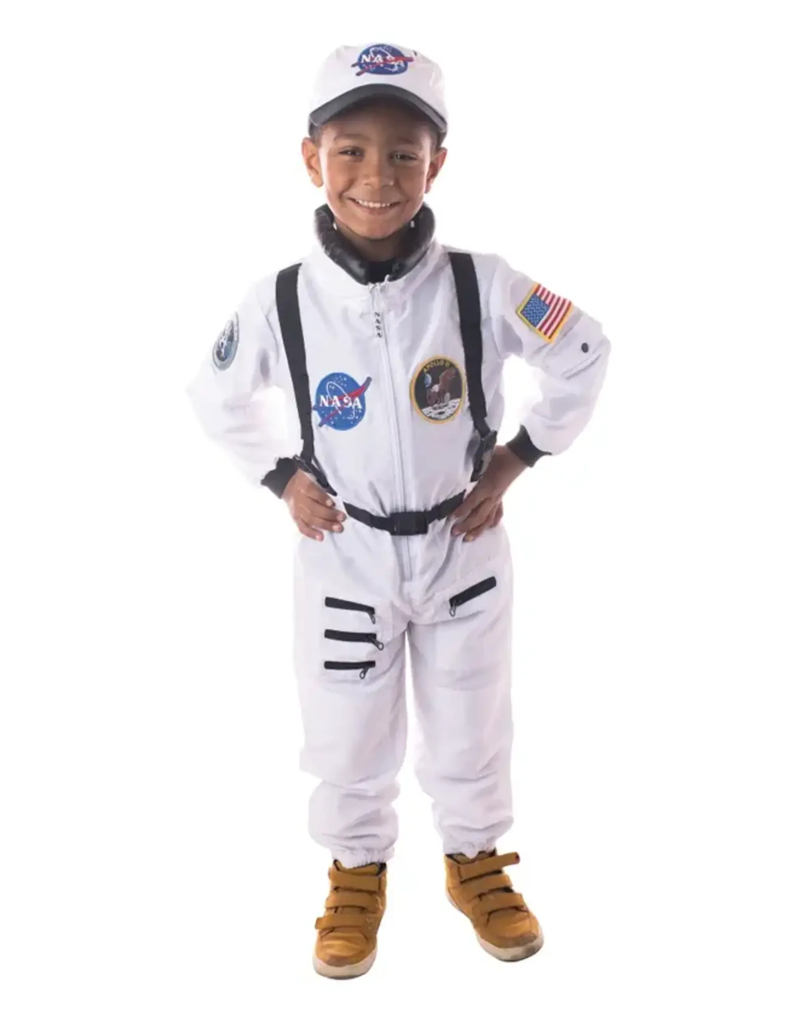 NASA Jr. Astronaut Suit with Embroidered Cap, Apollo (White, 11, 4/6)