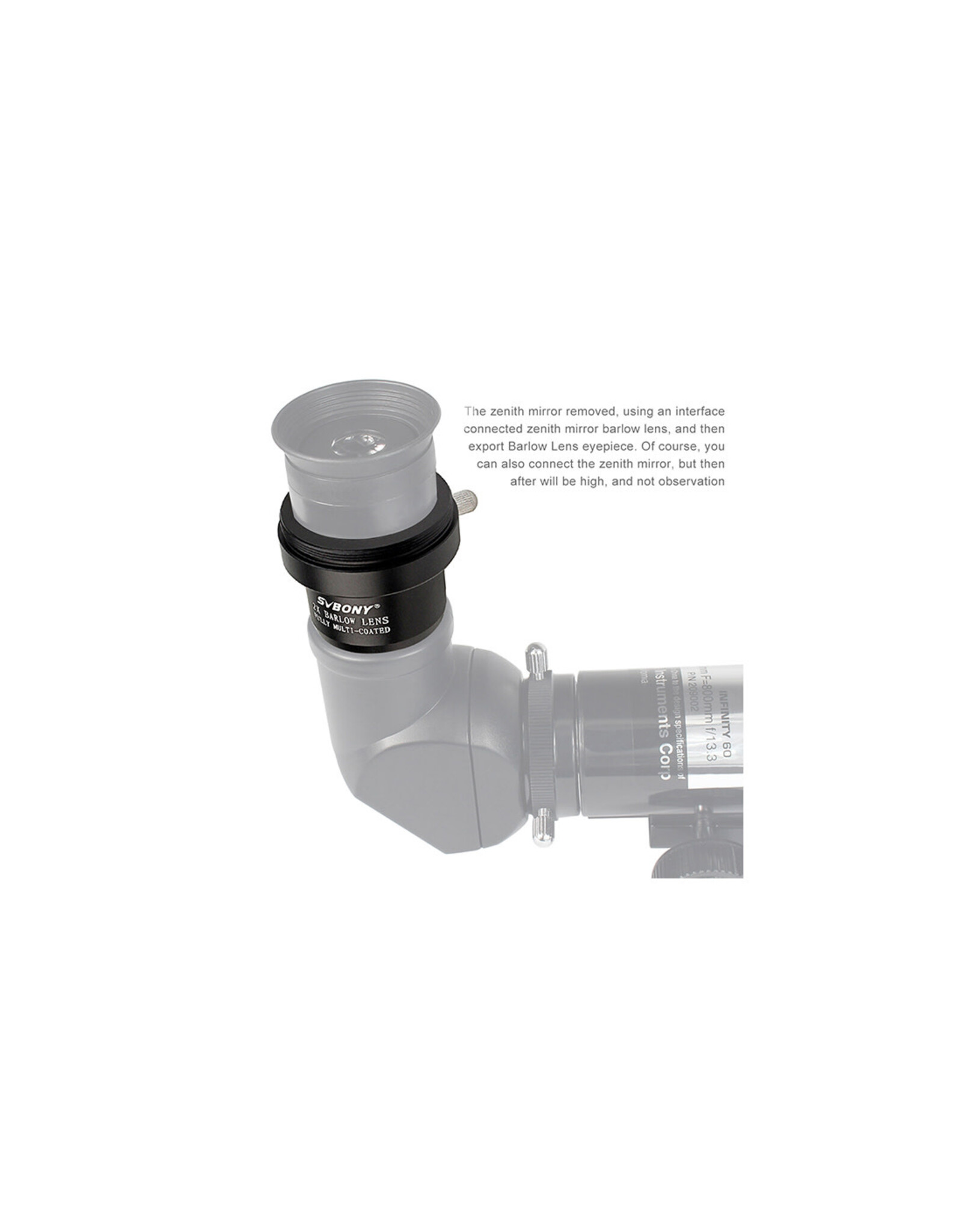 Arcturus Svbony 2x Short Focus Barlow with built in T Thread
