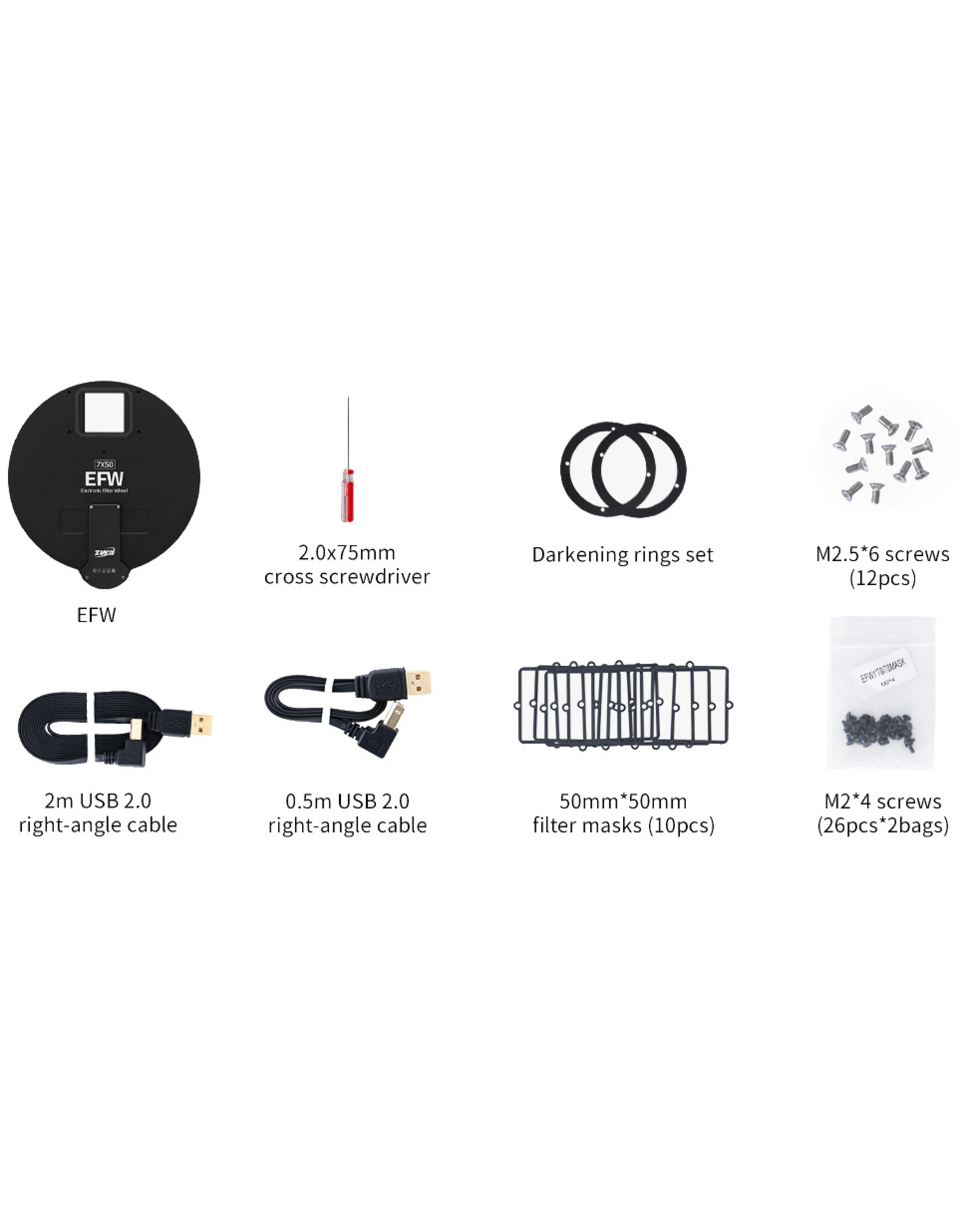 ZWO ZWO 7 Position Electronic Filter Wheel for 50mm Square Filters for ASI461MM-P