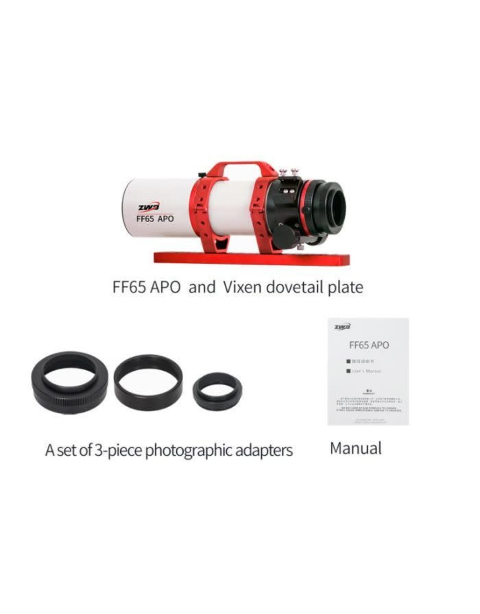 ZWO ZWO FF65 65mm Apochromatic Quintuplet Refractor with AM3 BUNDLE! FREE TC40 TRIPOD & PE160 PILLAR!