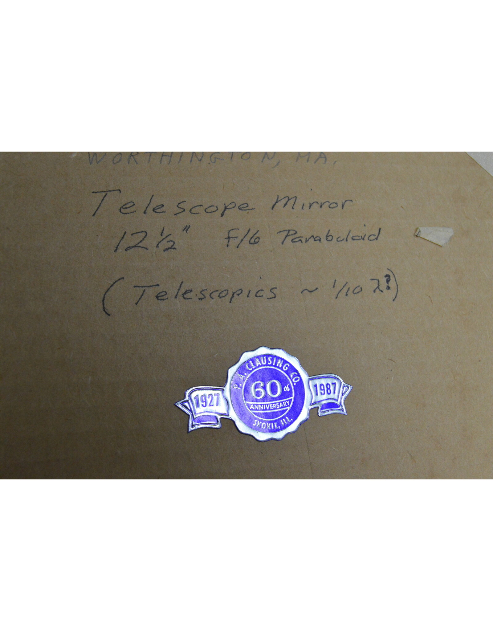 Telescopics 12.5" f6 Paraboloid Primary Mirror (Pre-owned)