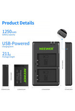 Neweer Neewer LP-E17 Battery 2-Pack for Canon with Dual USB Charger (1250mAh)