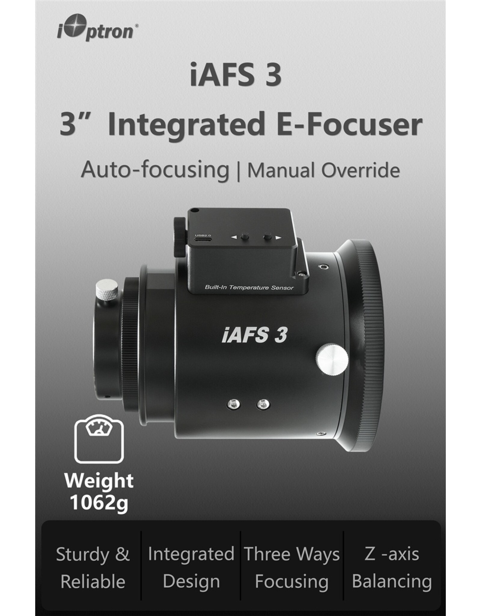 iOptron iOptron 3" Inline Automatic Focuser iAFS3 with 2" Visual Back