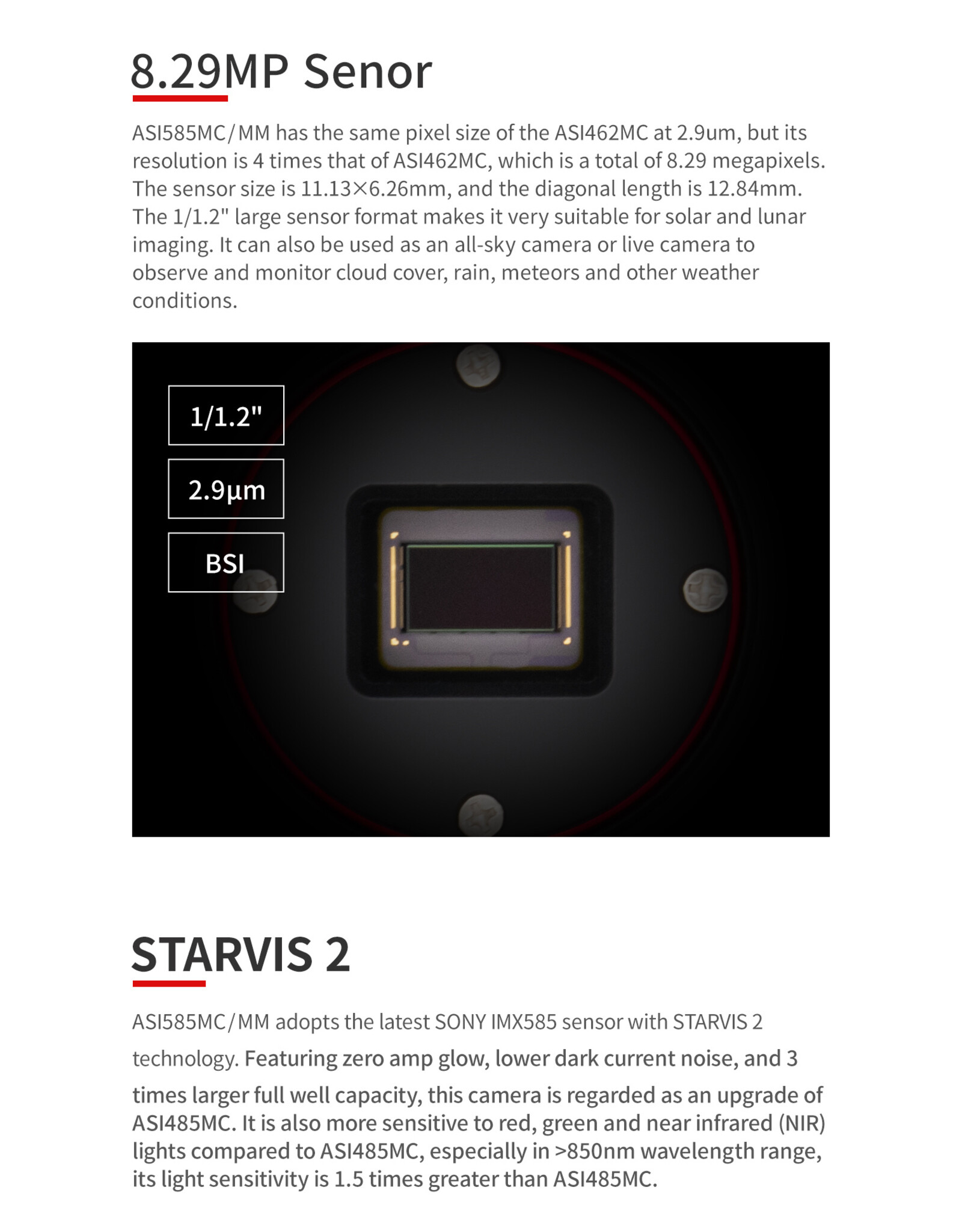 ZWO ZWO ASI585MM USB3.0 Mono Astronomy Camera