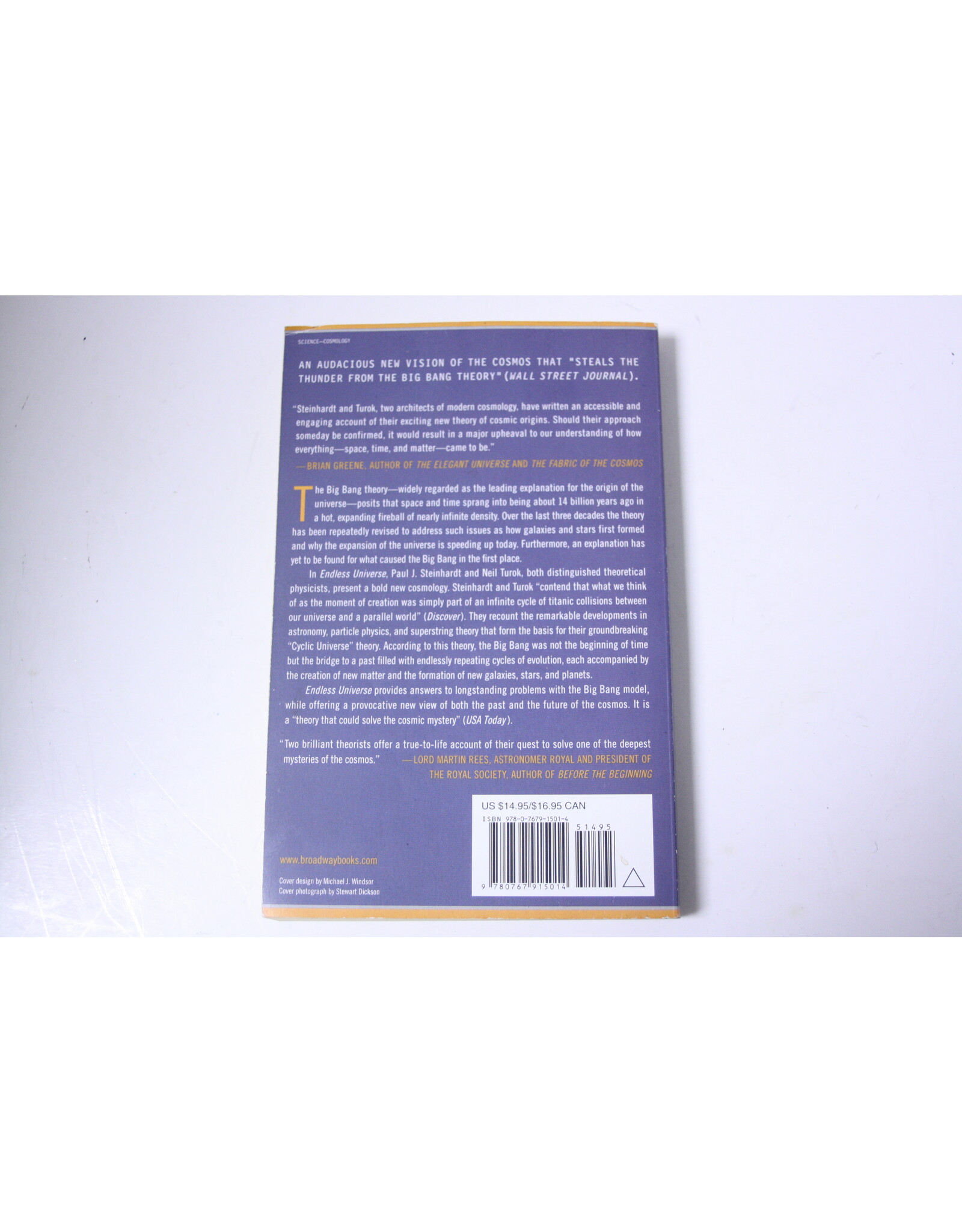 Endless Universe - Beyond The Big Bang - Rewriting Cosmic History By Paul J. Steinhardt and Neil Turok (Pre-Owned)