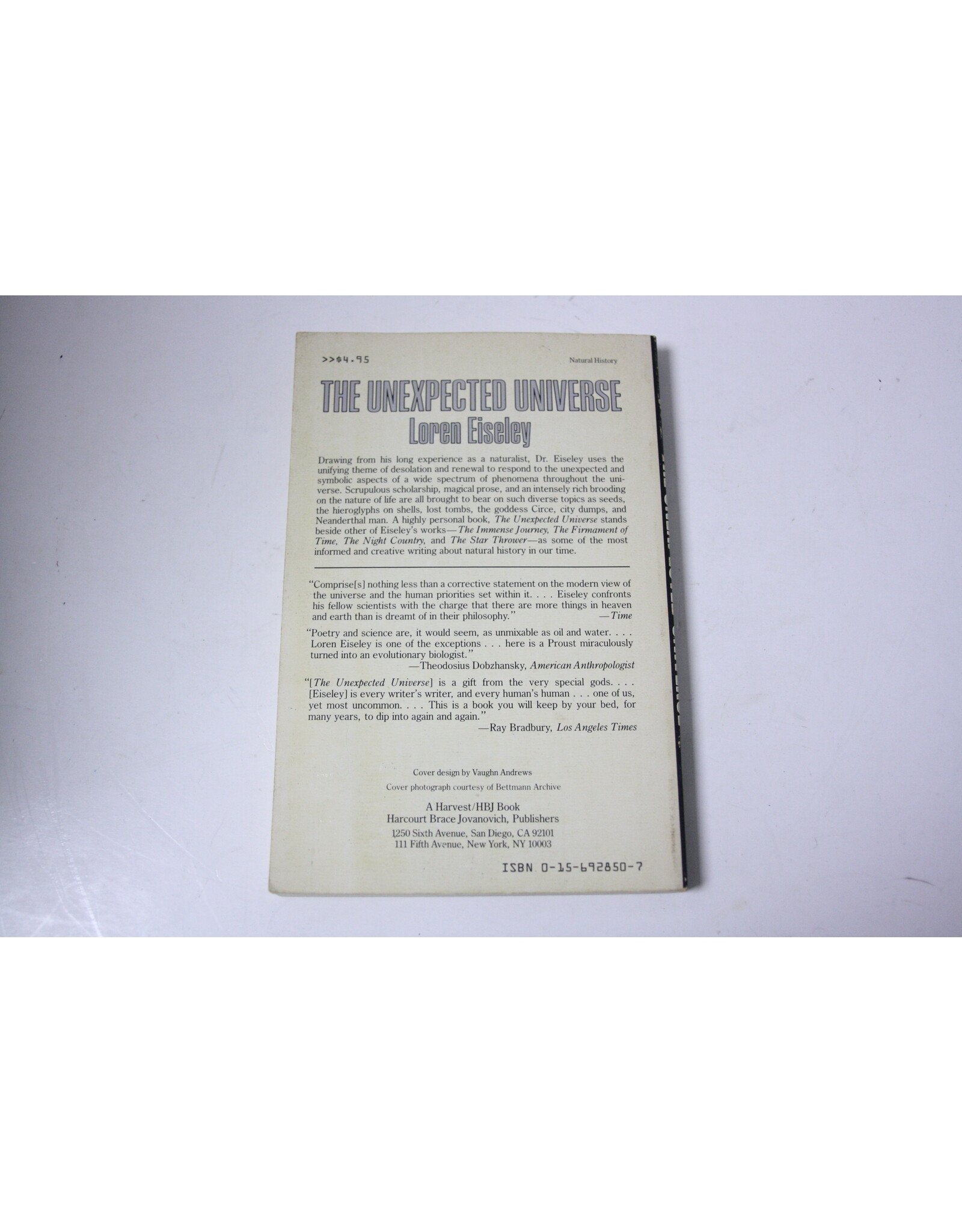 The Unexpected Universe by Loren Eiseley (Pre-Owned)