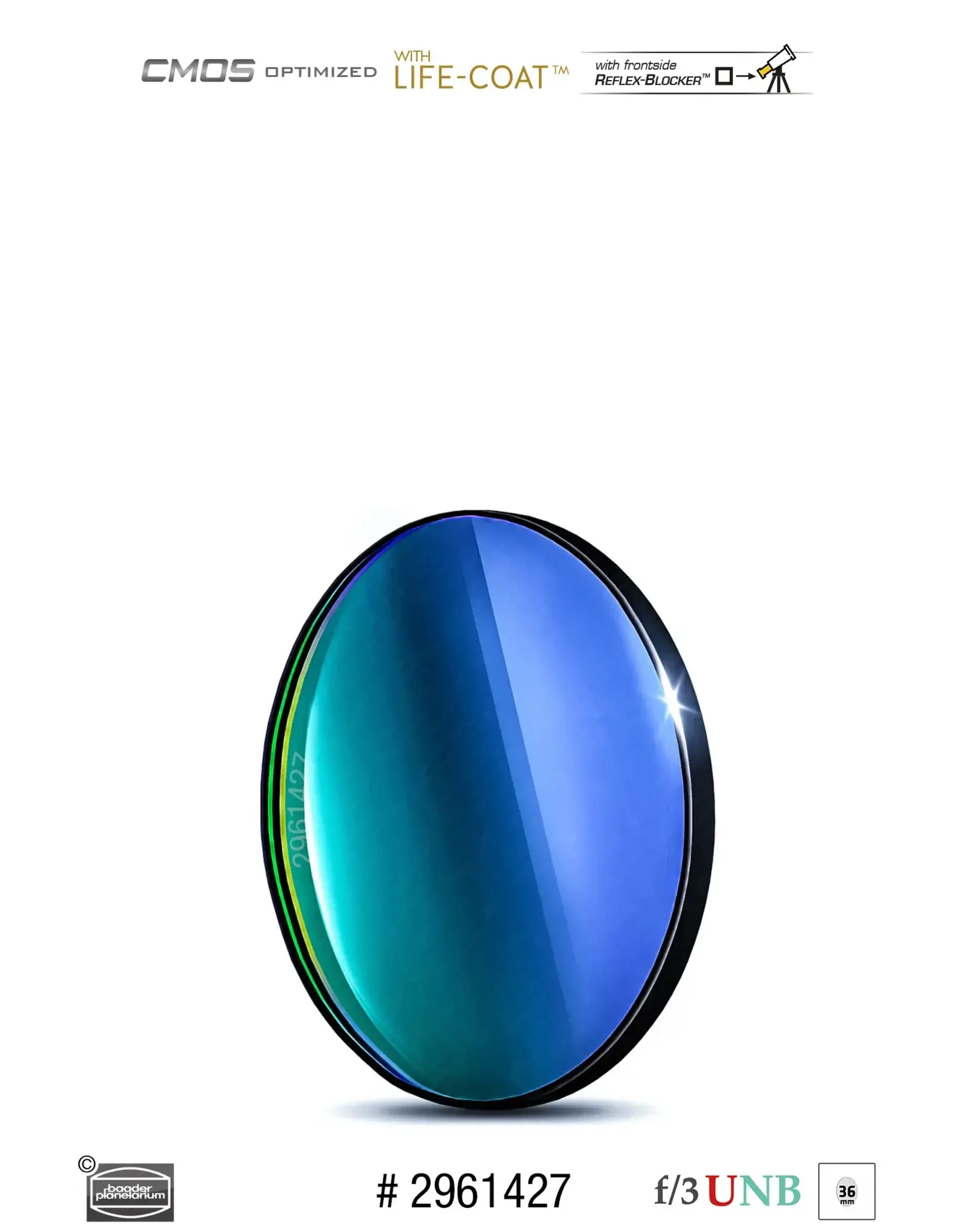 Baader Planetarium Baader O-III  f/3 Ultra-Highspeed-filter (4nm)- CMOS-optimized (SPECIFY SIZE)