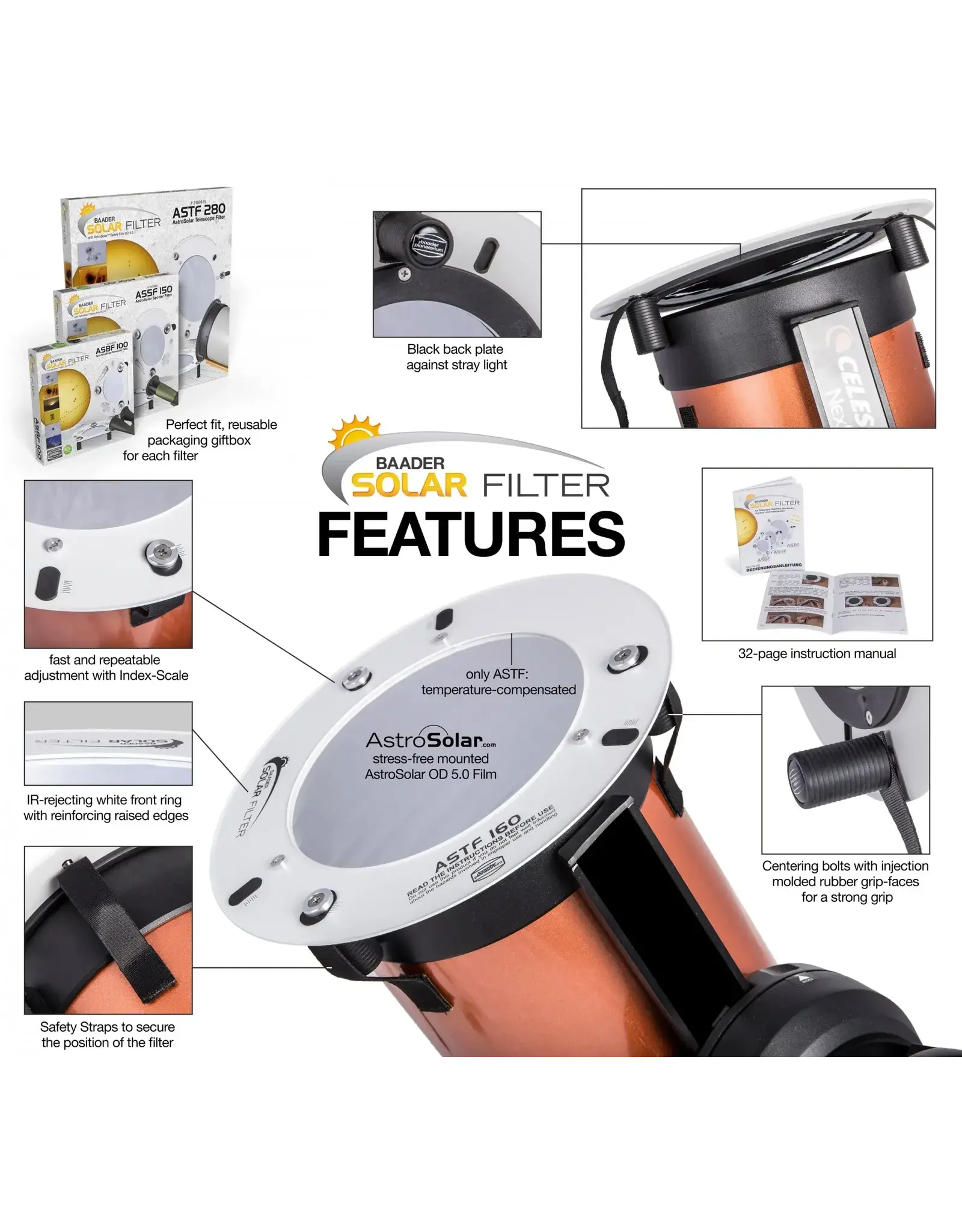 Baader Planetarium ASTF: AstroSolar Telescope Filter OD 5.0 (80mm- 280mm)